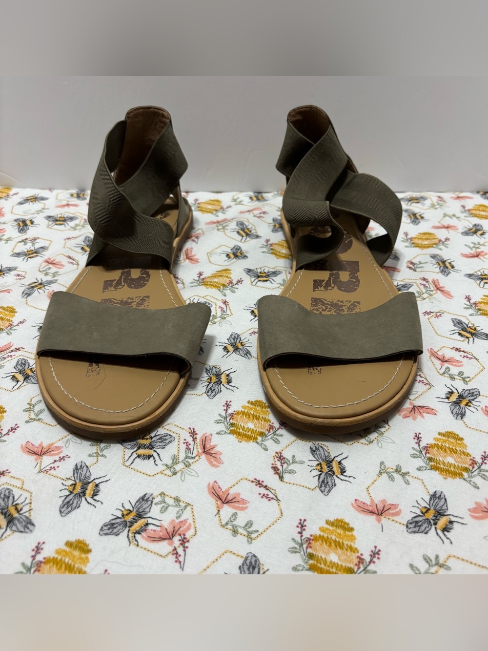 Sorel Olive Green Wrap-Strap Flat Sandals